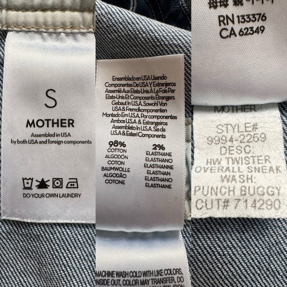 Mother Superior High-Waisted Twister Overall Sneak Punch Buggy Blue Denim Small - Picture 13 of 15